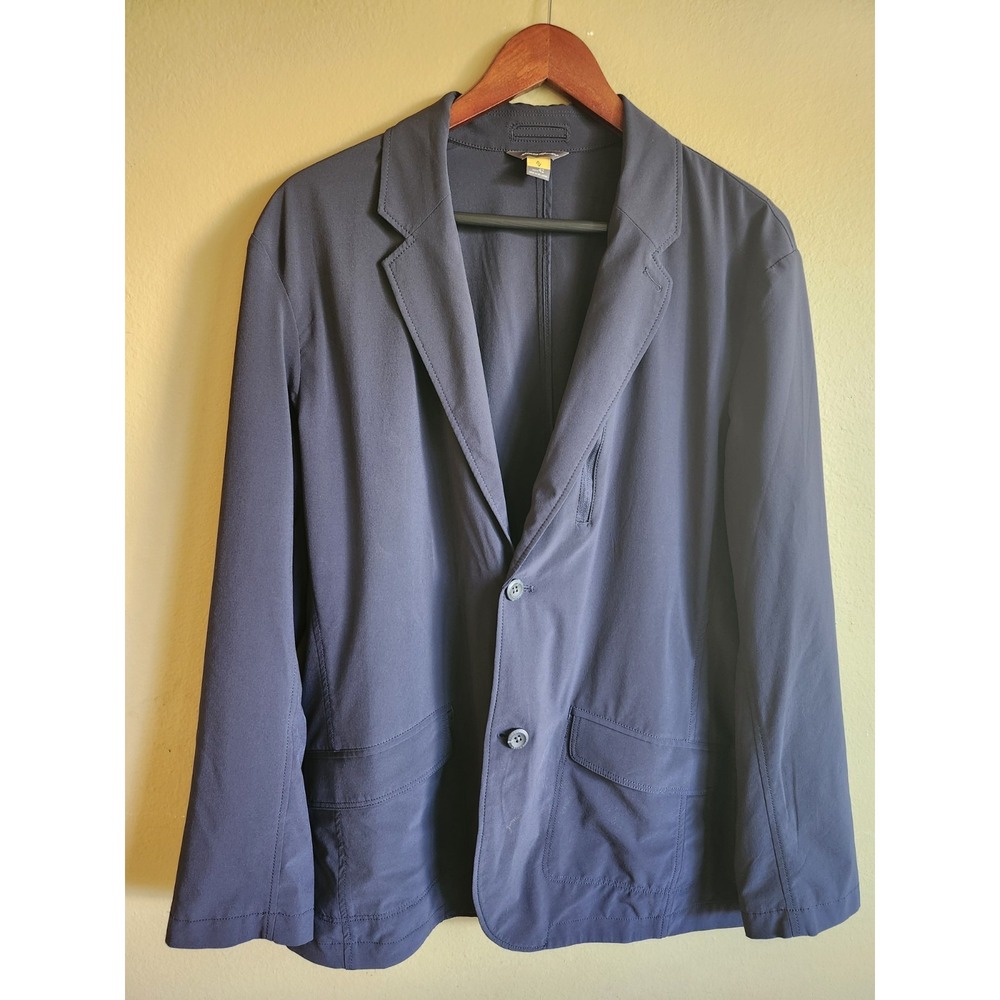 Eddie Bauer Travex Blazer Mens 42 Navy Blue Ultimate Voyager Travel Jacket